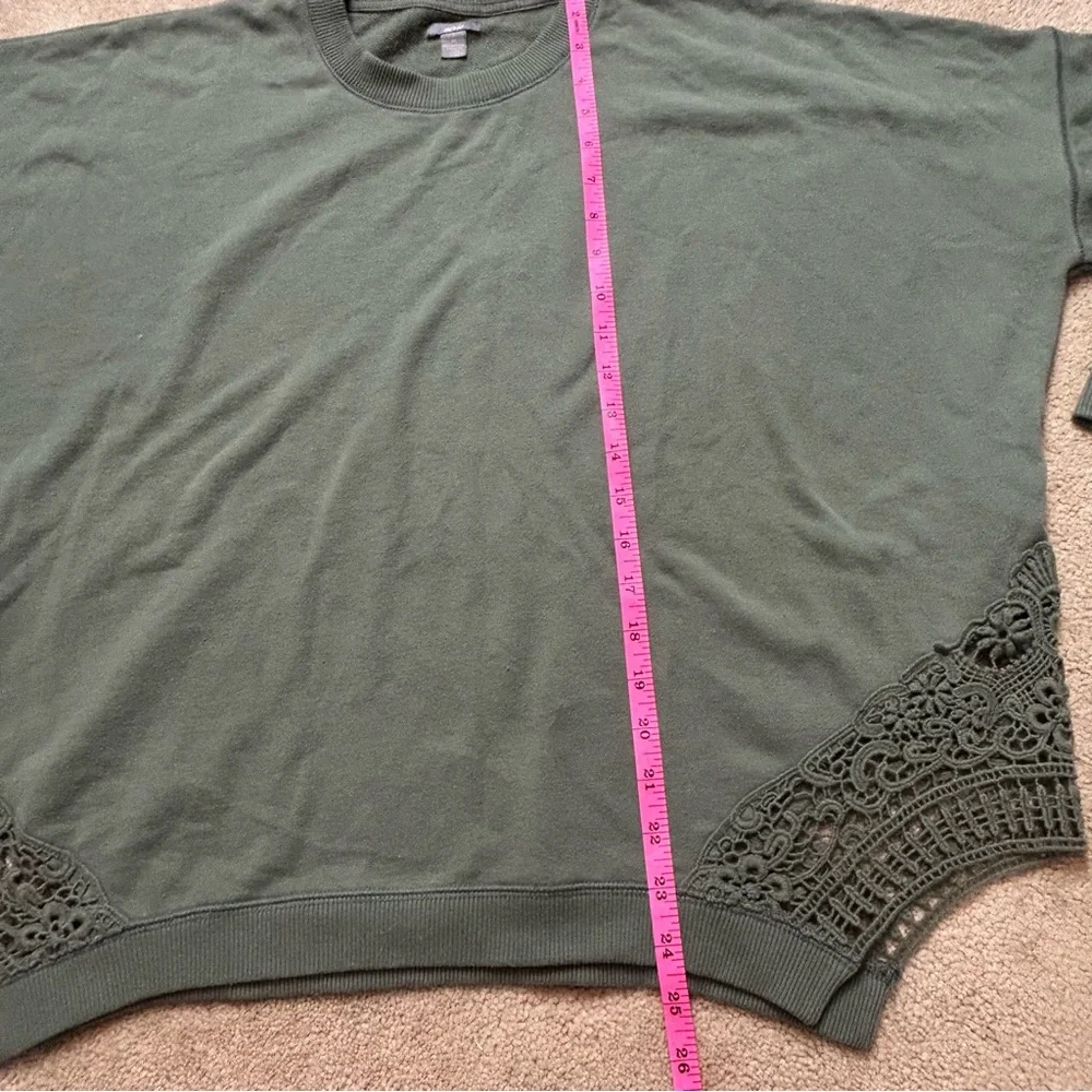 Aerie Green Crochet Pullover Sweatshirt Oversized Womens Small